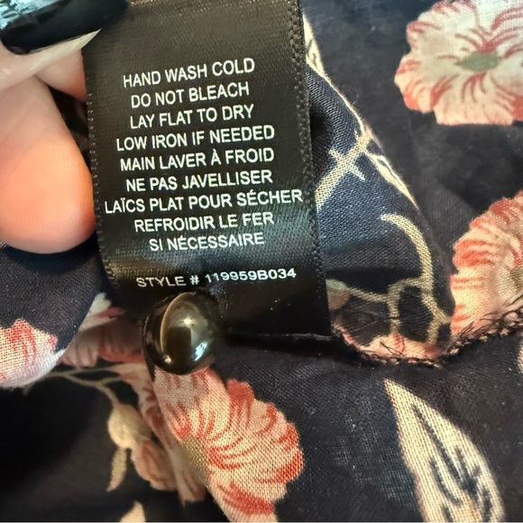 Rebecca Taylor La Vie Adelle Scarf Print Top Navy Floral Sheer Cotton XS - Picture 9 of 12